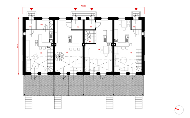 varianta I. - půdorys 1 np - návrh