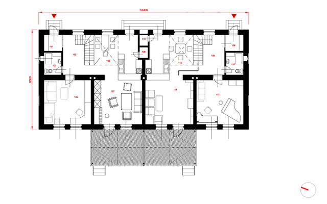 varianta II. - půdorys 1 np - návrh