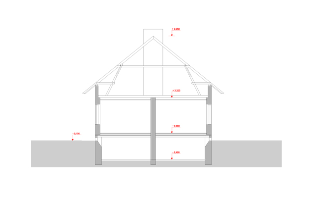 příčný řez - stávající stav