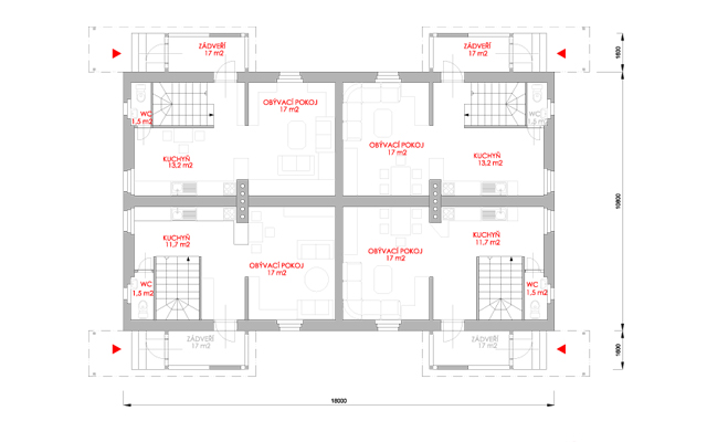 půdorys 1 np - návrh