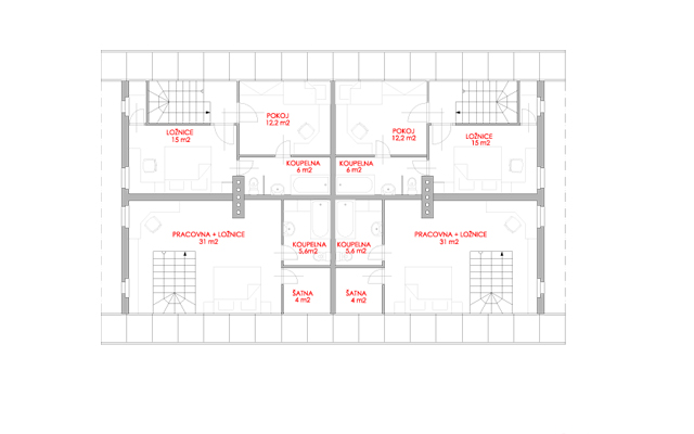 půdorys 2 np - návrh