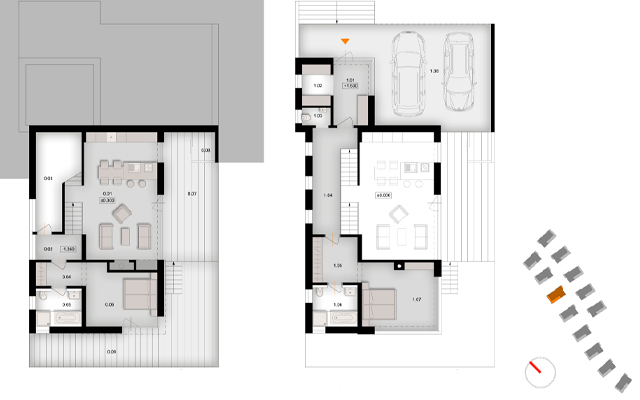 půdorysy 1 pp a 1 np - varianta I.