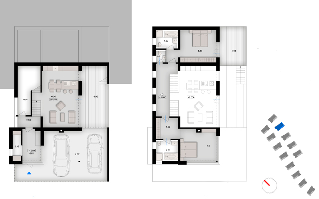půdorysy 1 pp a 1 np - varianta II.