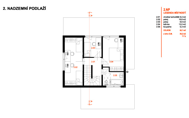 půdorys 2 np